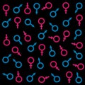 Sex Vector colorful symbols pattern on black background Royalty Free Stock Photo