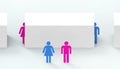 Sexism or gender discrimination with Transgender transsexual concept Male and female gender signs on isolated and white background