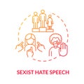 Sexist hate speech red gradient concept icon Royalty Free Stock Photo