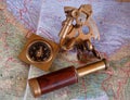 Sextant, atlas and compass Royalty Free Stock Photo