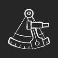 Sextant chalk white icon on black background Royalty Free Stock Photo