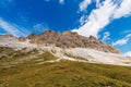 Sexten Dolomites Italian Alps - South Face of Drei Zinnen or Tre Cime di Lavaredo Royalty Free Stock Photo