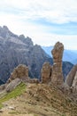 Sexten Dolomites mountain rock pinnacle needle in South Tyrol Royalty Free Stock Photo