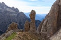 Sexten Dolomites mountain rock pinnacle needle in South Tyrol Royalty Free Stock Photo