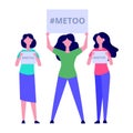 Sexual assault and harassment concept. Woman holding a sing with Metoo. Vector illustration