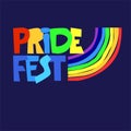 Sexual diversity celebrations logo. Hand lettering in rainbow colors with rainbow sign. Sex minorities support concept