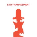 Sexual harassment violence stop poster. Sexual harassment assault woman concept