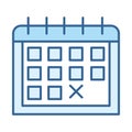 Sexual health, contraception calendar fertility awareness line fill blue icon