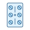 Sexual health, contraception pills gynecology line fill blue icon