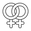 Sexual health, female lesbian relationship line icon