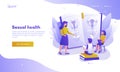 Sexual health landing page design, website banner vector template. Human reproductive system. Sex education.