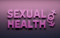 Sexual Health words with male sex gender signs on pink background