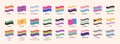 Sexual identity LGBTQ pride flags. Big Set of sexual diversity LGBT symbols. Infographic of Gender minority flag