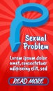 Sexual problem concept banner, comics isometric style