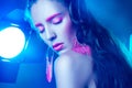 adult woman with closed eyes and pink make up Royalty Free Stock Photo