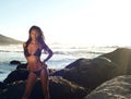 african woman posing in bikini at the beach Royalty Free Stock Photo