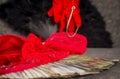 sexy backgroun red knickers,fishing hook piercing UK pounds banknotes background Royalty Free Stock Photo