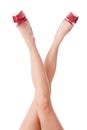 bare female legs in elegant red stilettos Royalty Free Stock Photo