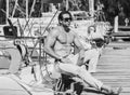 Man at yacht club, relax time Royalty Free Stock Photo