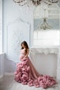 Sexy beatifull pregnant woman at pink dress Royalty Free Stock Photo