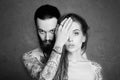 Beautiful couple with tattoo.woman and man Royalty Free Stock Photo