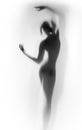 and beautiful dancer woman body, hands silhouette from behind. Royalty Free Stock Photo