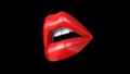 beautiful female closed lips or mouth red color with gloss or lipstick, 3d render isolated on black background