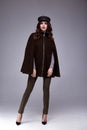 beautiful woman dark brunette hair wear clothes pants jacke