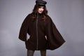 beautiful woman dark brunette hair wear clothes pants jacke