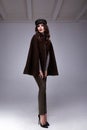 beautiful woman dark brunette hair wear clothes pants jacke