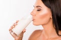 Sexy beautiful young woman drinking milk Royalty Free Stock Photo