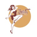 and beauty retro pinup girl and lettering beauty for your l