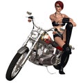 biker girl and her bike