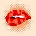 biting red lips colorful illustration design art kiss Royalty Free Stock Photo