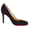 black high-heel shoe with red sole