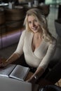 Sexy blonde businesswoman portrait