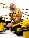 blonde construction worker Royalty Free Stock Photo