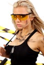 blonde female construction worker Royalty Free Stock Photo