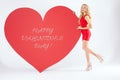 blonde woman with big heart. Royalty Free Stock Photo