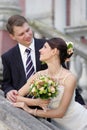 bride in white with groom Royalty Free Stock Photo