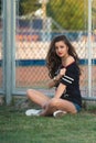 A young bright teen girl loves sports.street fashion of contemporary youth girl.