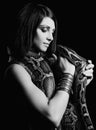 brunette holding python Royalty Free Stock Photo