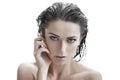 brunette woman with wet hair Royalty Free Stock Photo