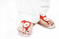 Caucasian Female Feet in Slippers Ready for Flip-Out Holida Royalty Free Stock Photo