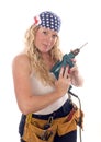 contractor construction lady with tools Royalty Free Stock Photo