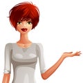 coquette white-skin woman. Gorgeous red-haired lady with a Royalty Free Stock Photo