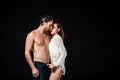 sexy couple with wet hair posing Royalty Free Stock Photo