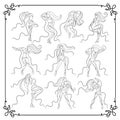 Set of graphical illustrations with a dancer woman 1 Royalty Free Stock Photo