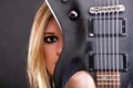face girl and Guitar Woman Royalty Free Stock Photo