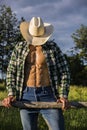 farmer or cowboy with unbuttoned shirt